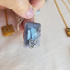 Large Purple Pendant Sliver Heart Accent pendant necklace purple crystal jewelry